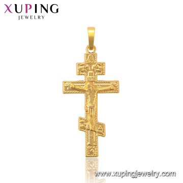 34025 xuping 24k chapado en oro religiosa mayorista Jesús cruz colgante